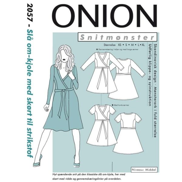 Onion 2057 Slå om-kjole med skjørt til elastisk stoff