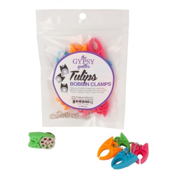 The Gypsy Quilter Tulip bobbin clamp pose med 12 klyper