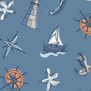 Poplin med maritimt mønster  på Light Jeans.