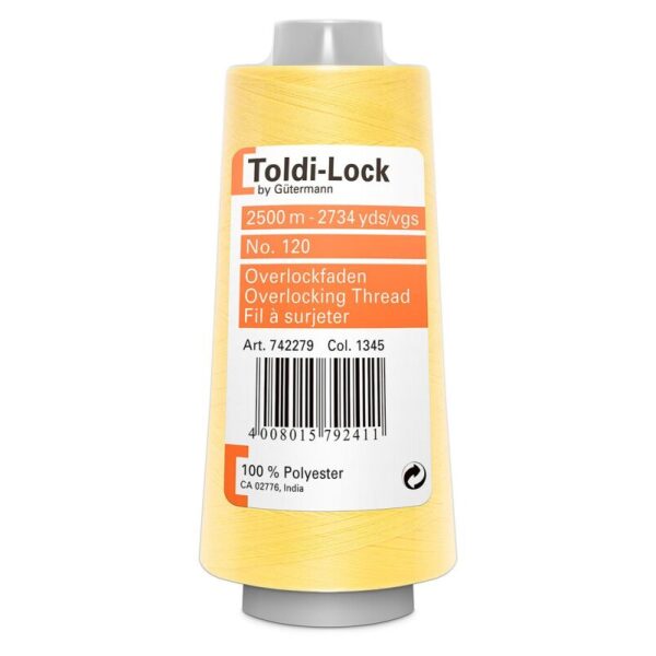 Toldi-Lock solgul lys overlock tråd 2500m