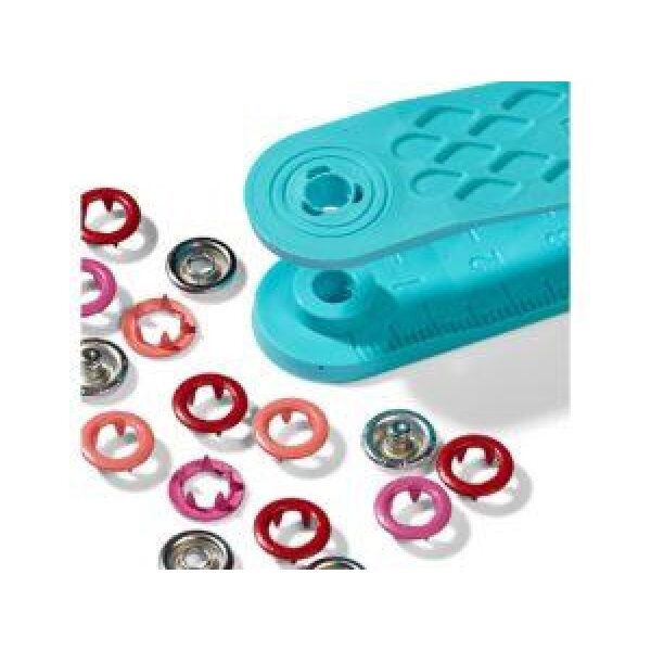 Rød/rosa Jersey trykknapper 8mm