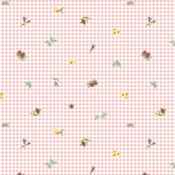 Bunnies and blooms, lyserosa ruter m/blomster