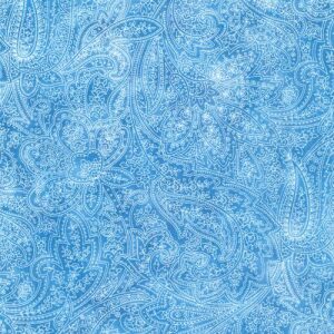 Bredt stoff; Paisley blue, Montego Bay Ton.