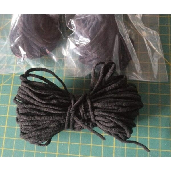 Rundstrikk, 3mm myk, sort 10m