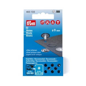 Pynte Niter 9mm sølv/antikk sølv