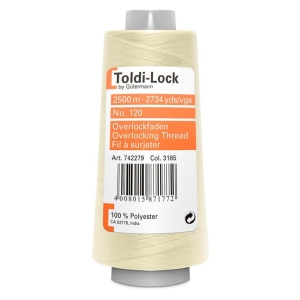 Toldi-Lock Lys gul, (ny innfarging) 3165  overlock tråd 2500m