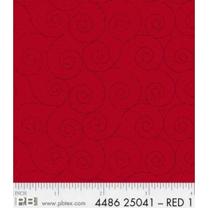 Rød bunn med spiraler og prikker
