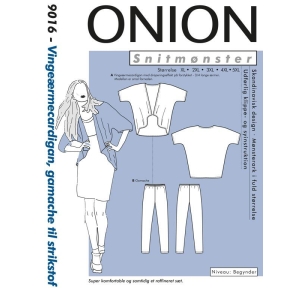 Onion 9016 Vingeærmecardigan og gamacher til strikstof, store størrelser