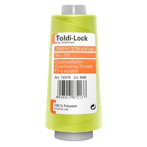Toldi-Lock neon gul/grønn, 8580 overlock tråd 2500m