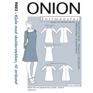 Onion 9003 Kjole med skulderstykker, til strikstof, store størrelser