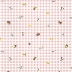 Bunnies and blooms, lyserosa ruter m/blomster