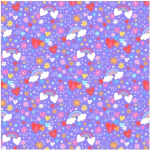 Flanell, Hearts & Rainbows - Violet