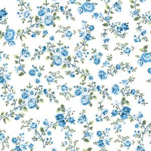 Poplin med blå småblomster