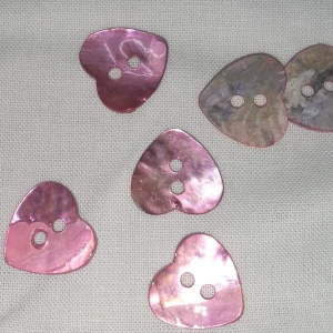 Perlemorknapp hjerte, 17mm rosa