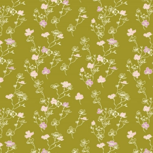 In the Garden, Rosa blomster på grønn bunn