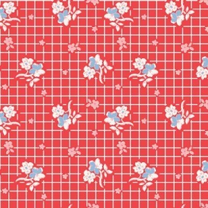 Dilly Dally Floral Grid Red