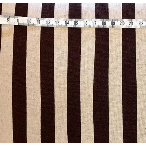 Offwhite med brune striper i lin/bomull