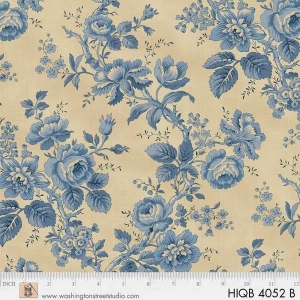 Bredt stoff; Historical Quilt Backs, Blå roser