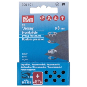 REFIL JERSEY TRYKKNAP 8MM SØLV (20)