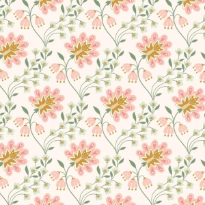 Vintage charm, lys rosa bunn med blomster.