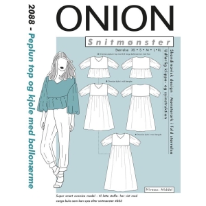 Onion 2088 Peplum top og kjole med ballonærme