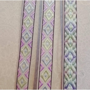 Jacquard bånd lilla/lime 13mm
