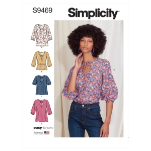 Bluse med kort/lang ballong arm. str 44-52