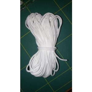 Rundstrikk, 3mm myk, hvit  10m