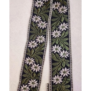 Jacquard bånd grønn/hvit 40 mm