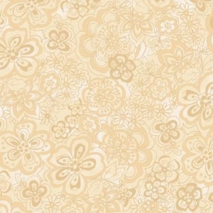 Bredt stoff; Isadora kremgule blomster
