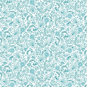 Whisp Flowers Teal (Blågrønn)