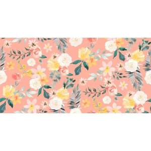 Blomster på ferskenorange bunn