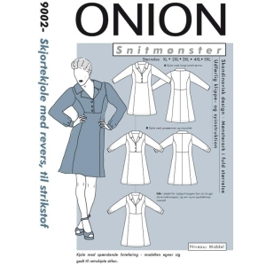Onion 9002 Skjortekjole med revers, til strikstof, store størrelser