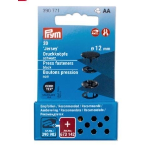 Jersey Trykknapper 12mm sort 20stk