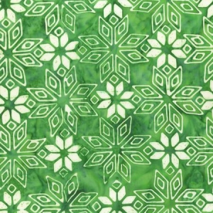 Batikk Åttebladroser på grønn bunn, bit 50 cm
