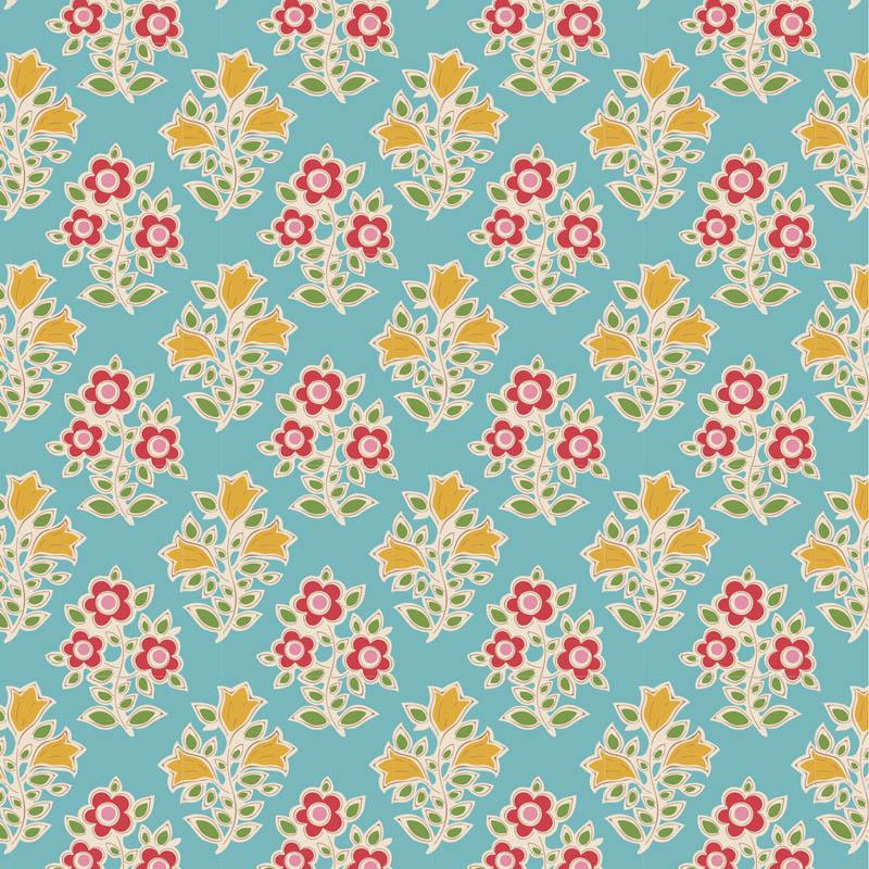 Tilda Jubilee, Farm Flowers Teal, bit 90 cm