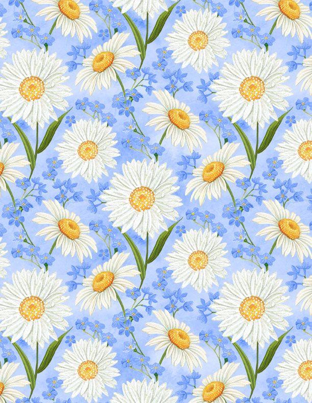 Daisies All Over Blue, bit 90 cm