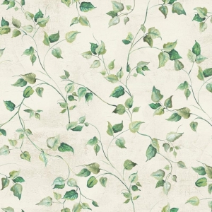 Bredt Stoff Ivy Ivory med blader, bit 50 cm